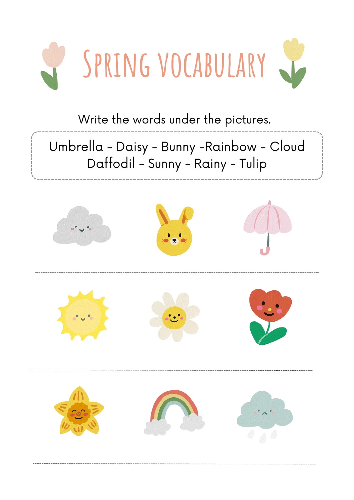 Free Printable Spring Vocabulary Worksheets Free Printable Spring Vocabulary Worksheets