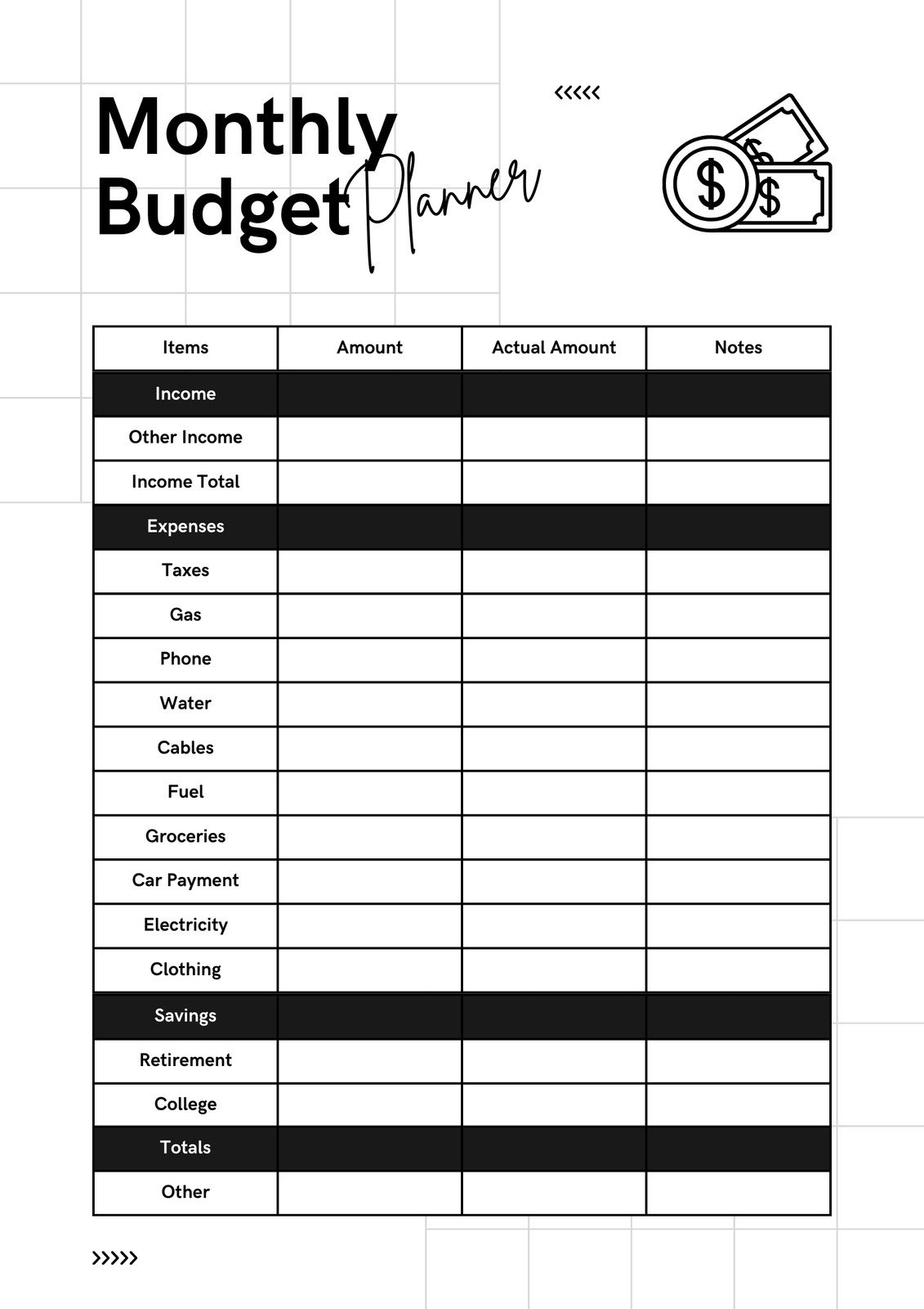 Page 2 Free And Customizable Budget Templates