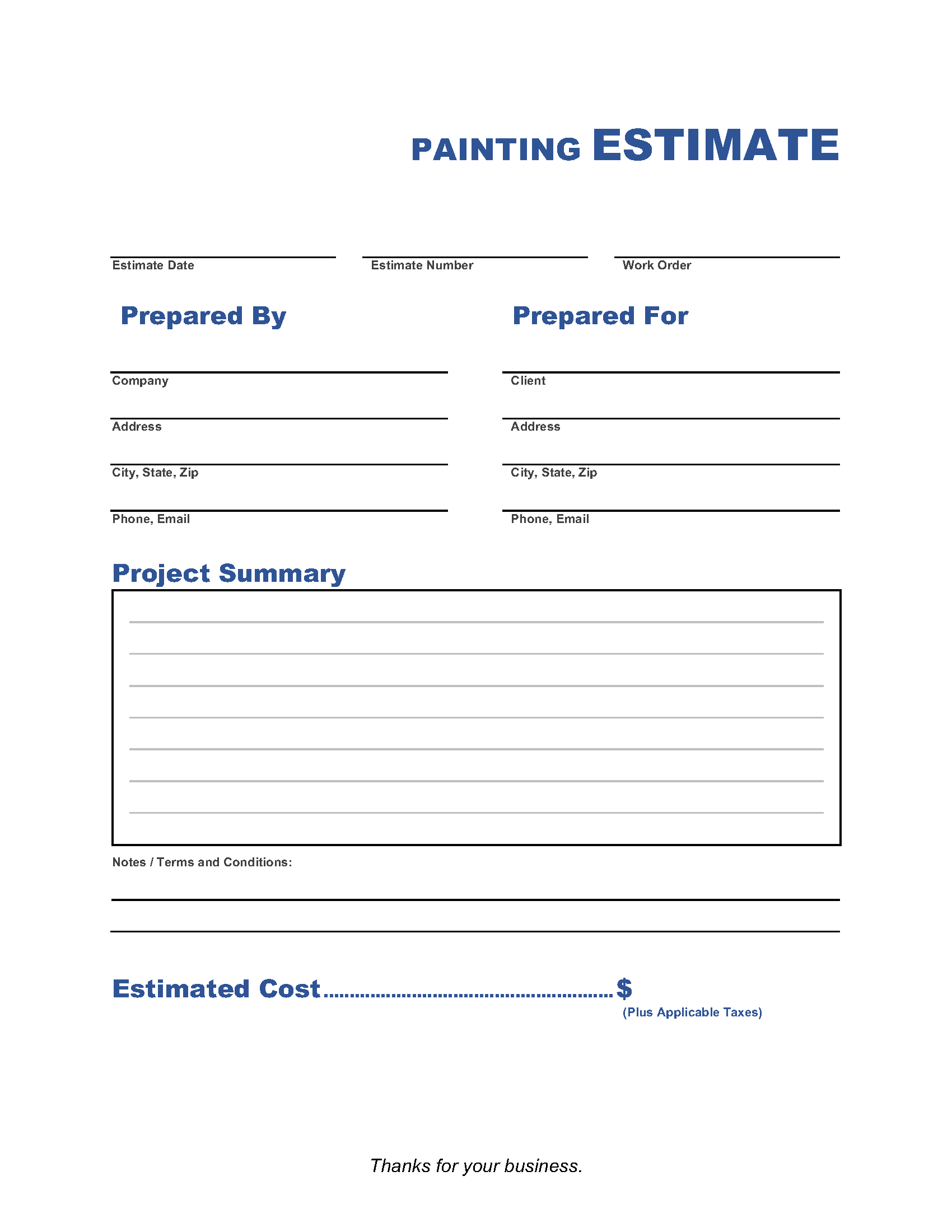 Painting Estimate Template Invoice Maker