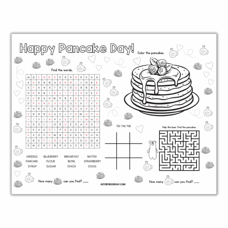 Pancake Day Fun Free Printable Activity Placemat For Kids
