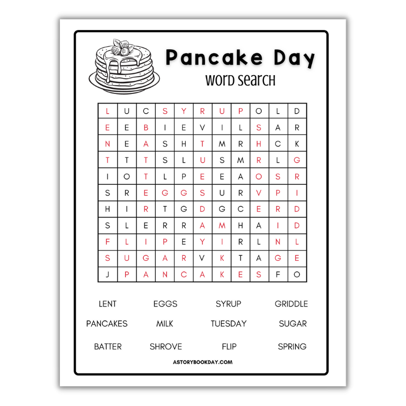 Pancake Day Word Search A Fun Activity For Kids Free Printable