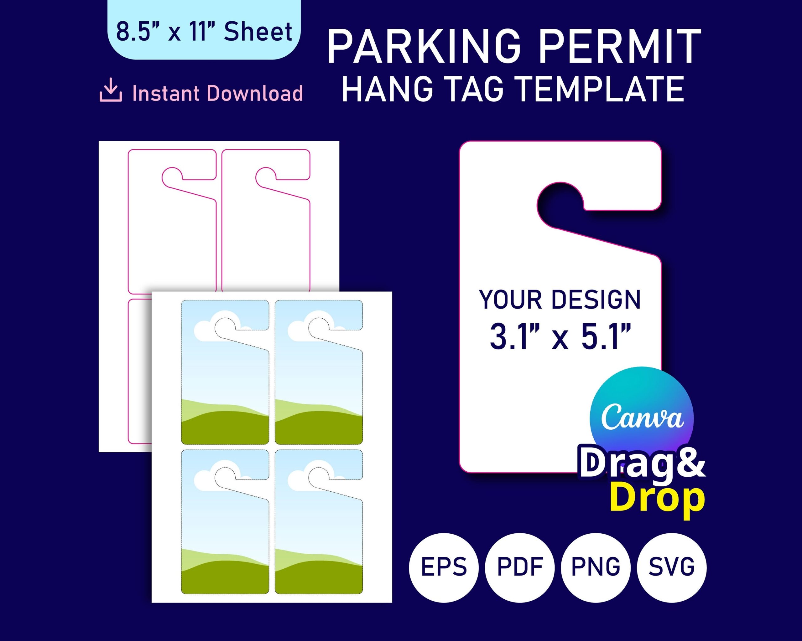 Parking Permit Hang Tag Template Parking Permit Template Hang Tag Sublimation Hang Tag Template Canva Template Etsy