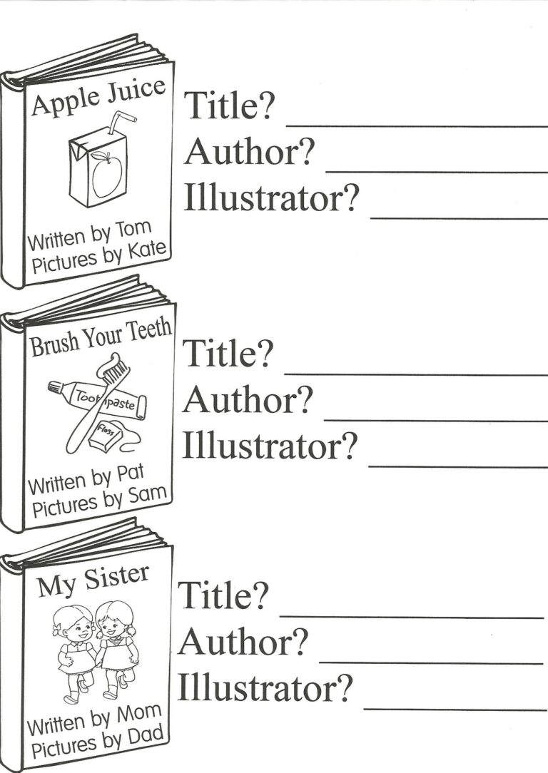Parts Of A Book Title Author U0026 Illustrator Jungle Academy Worksheets Library