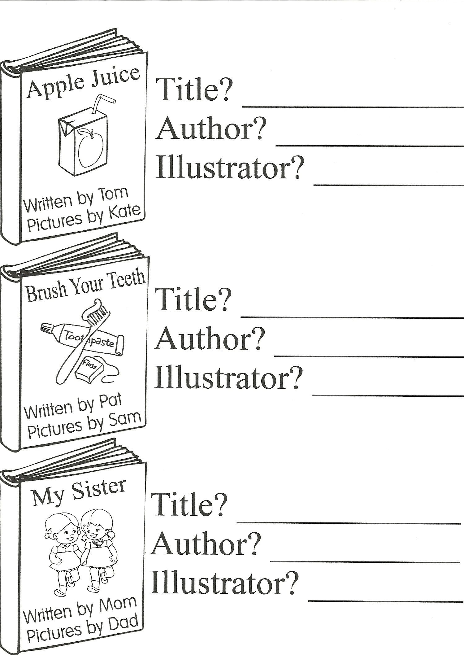 Parts Of A Book Title Author U0026 Illustrator Jungle Academy Worksheets Library