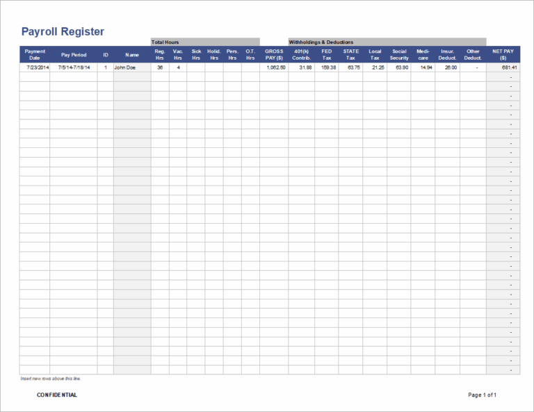 Payroll Template Free Employee Payroll Template For Excel