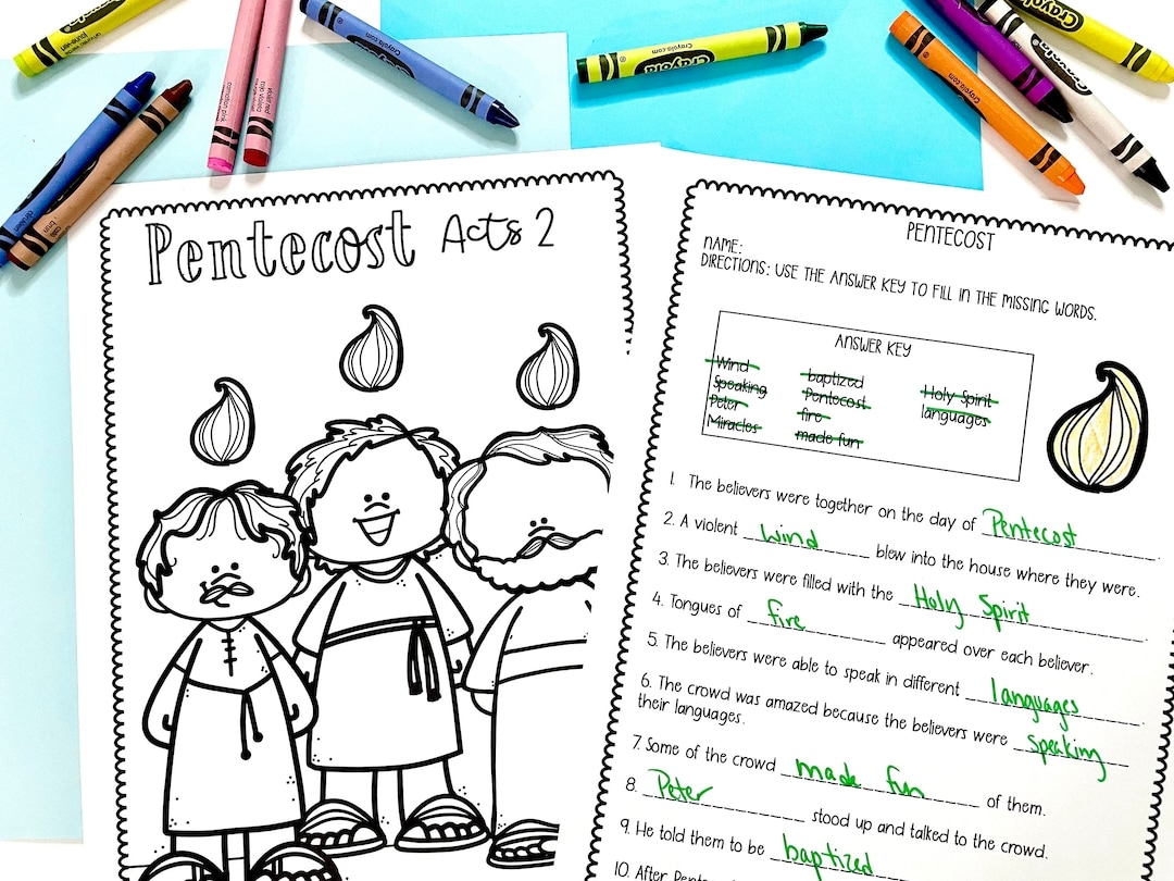 Pentecost Printable Activity Sheets Craft For Sunday School Or Bible Class Print And Go Bible Lesson For Elementary Students Etsy