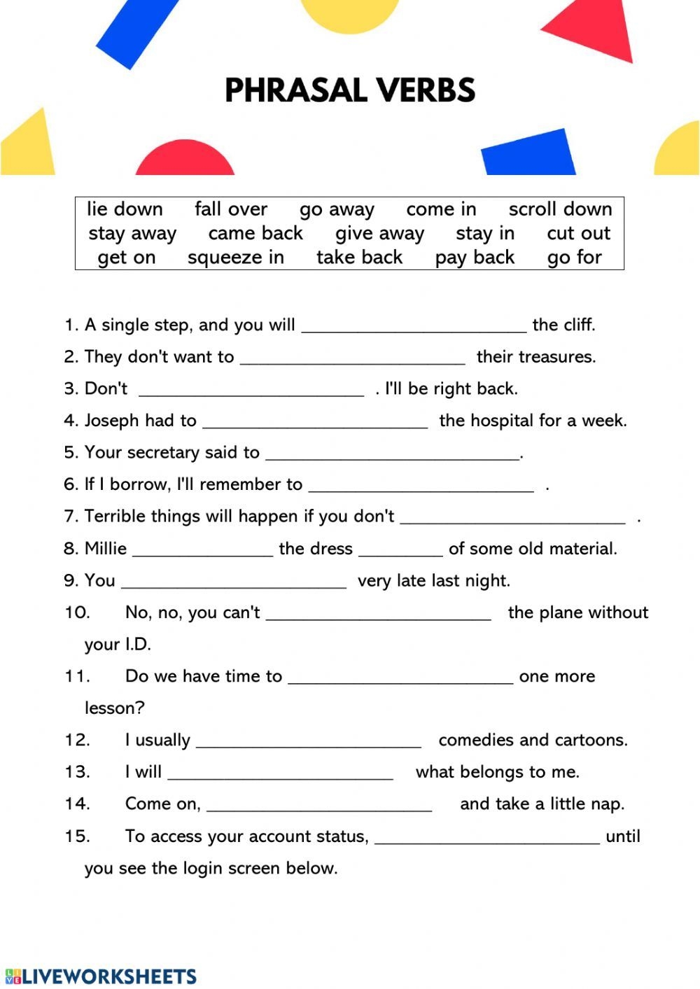 Phrasal Verbs Interactive Worksheet For Intermediate