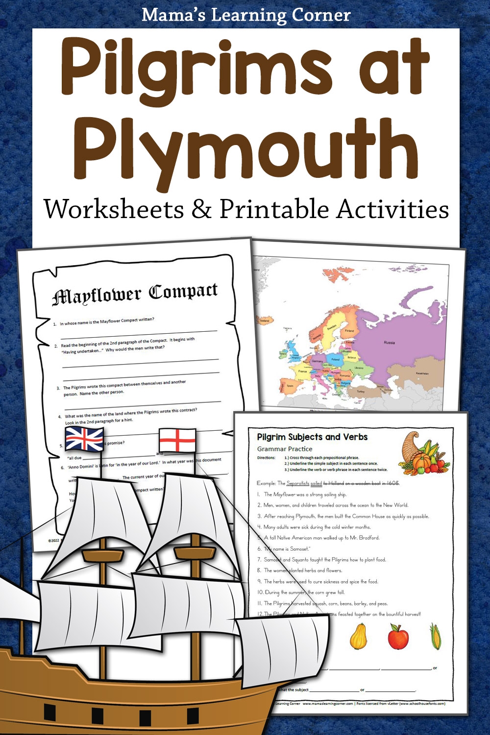 Pilgrims Thanksgiving Worksheets For 2nd 5th Grades Mamas 