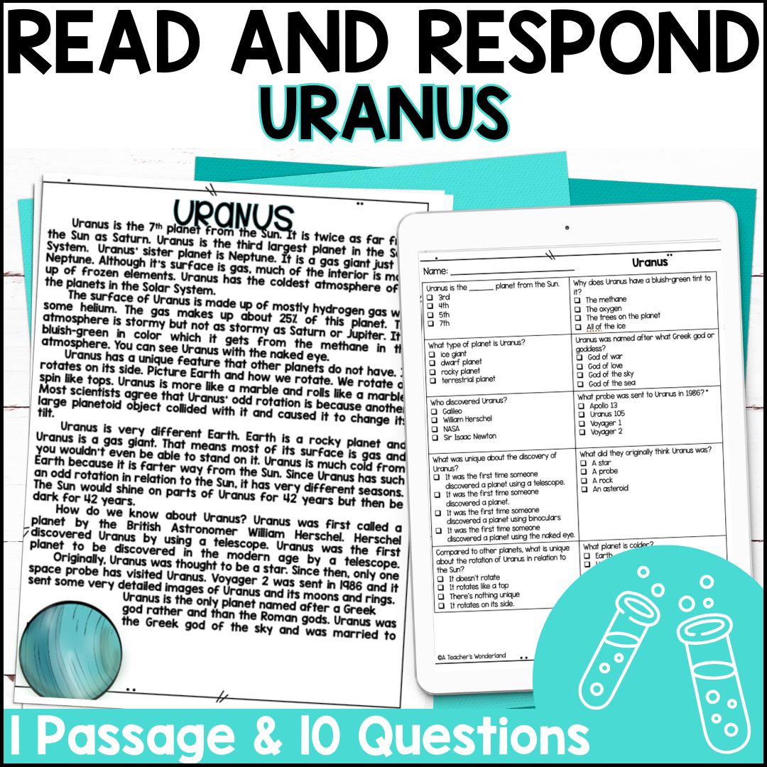 Planet Uranus Reading Passage U0026 Quiz Google Forms Science Centers A Teacher s Wonderland