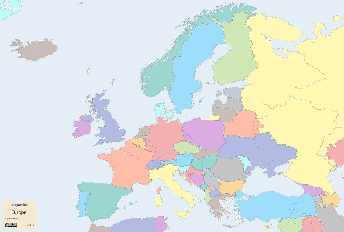 Blank Map Of Europe Printable Free