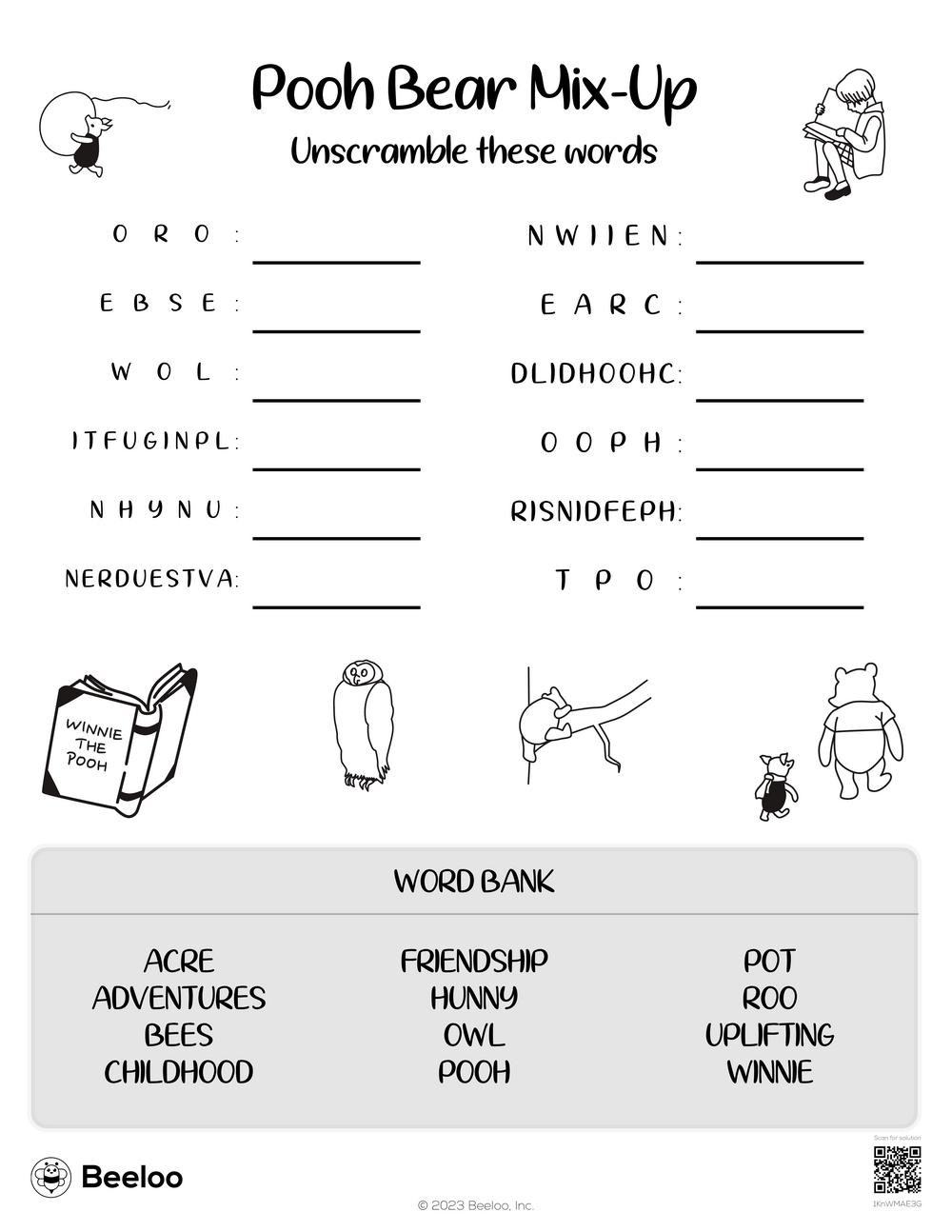 Pooh Bear Mix Up Beeloo Printable Crafts And Activities For Kids