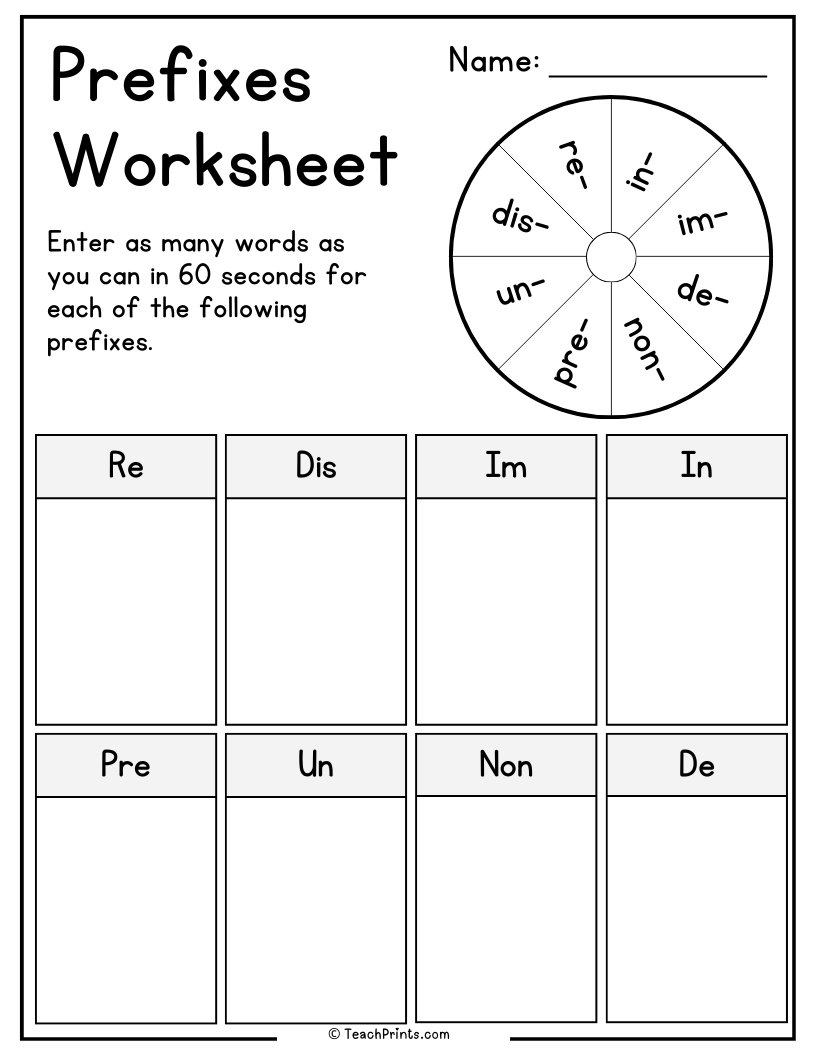 Free Printable Worksheet Prefix Free Printable Worksheet Prefix