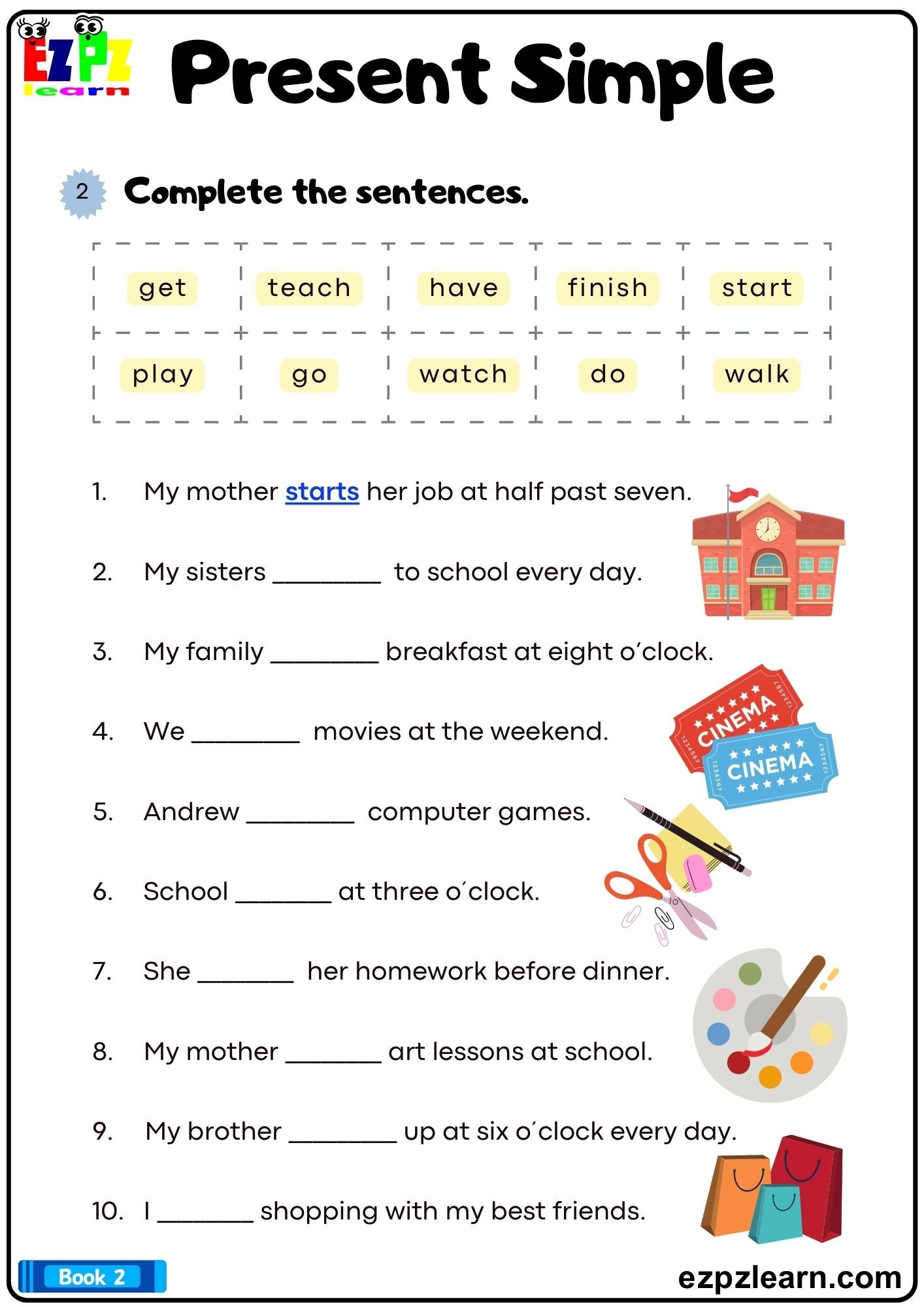 Free Printable Worksheet Present Tense Verb