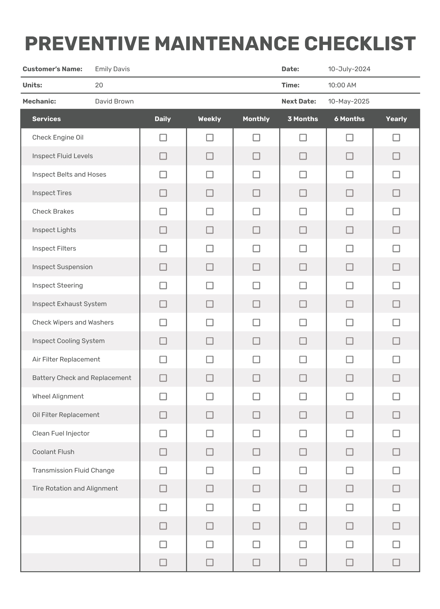 Preventive Maintenance Checklist Free Google Sheets U0026 Excel Template