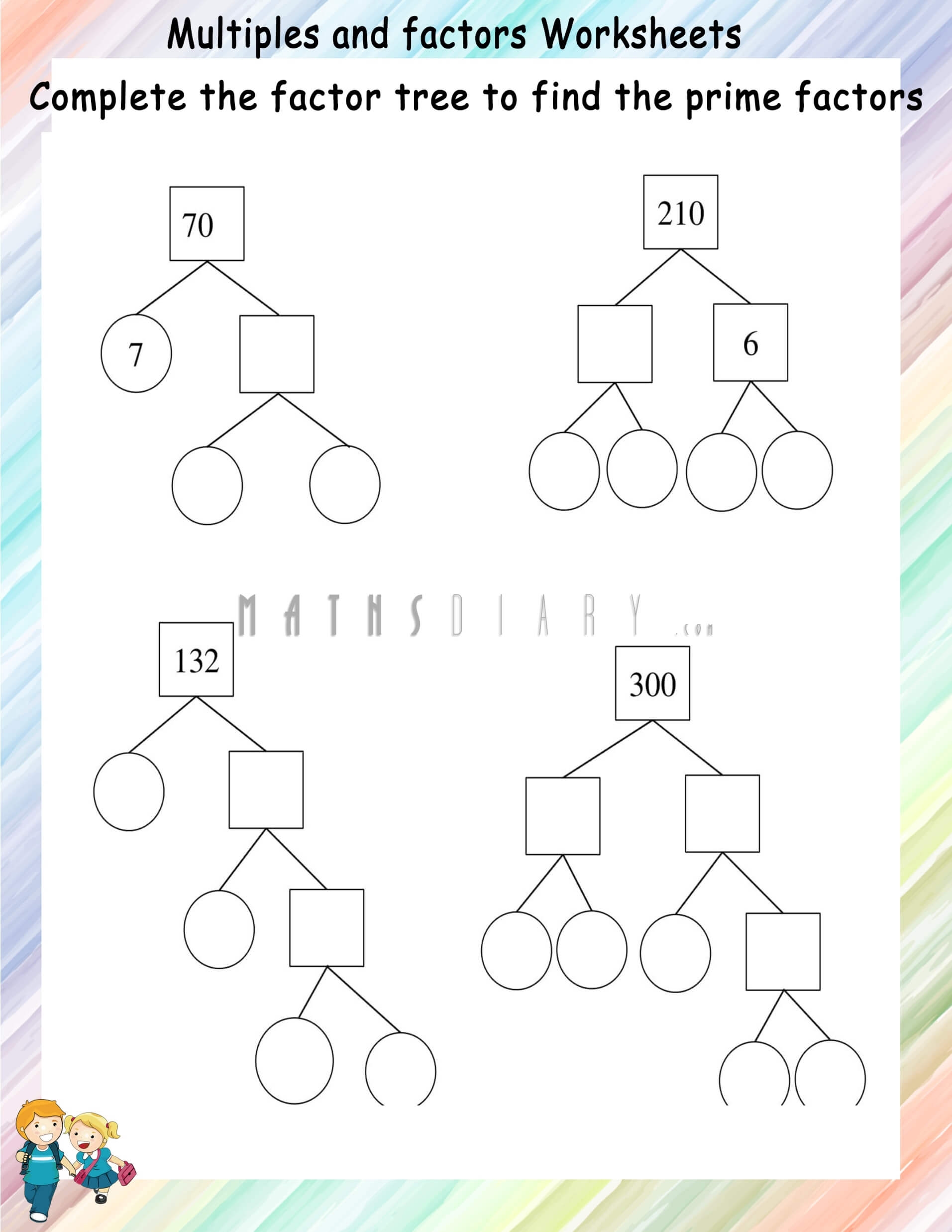 Free Printable Worksheets Factor Trees