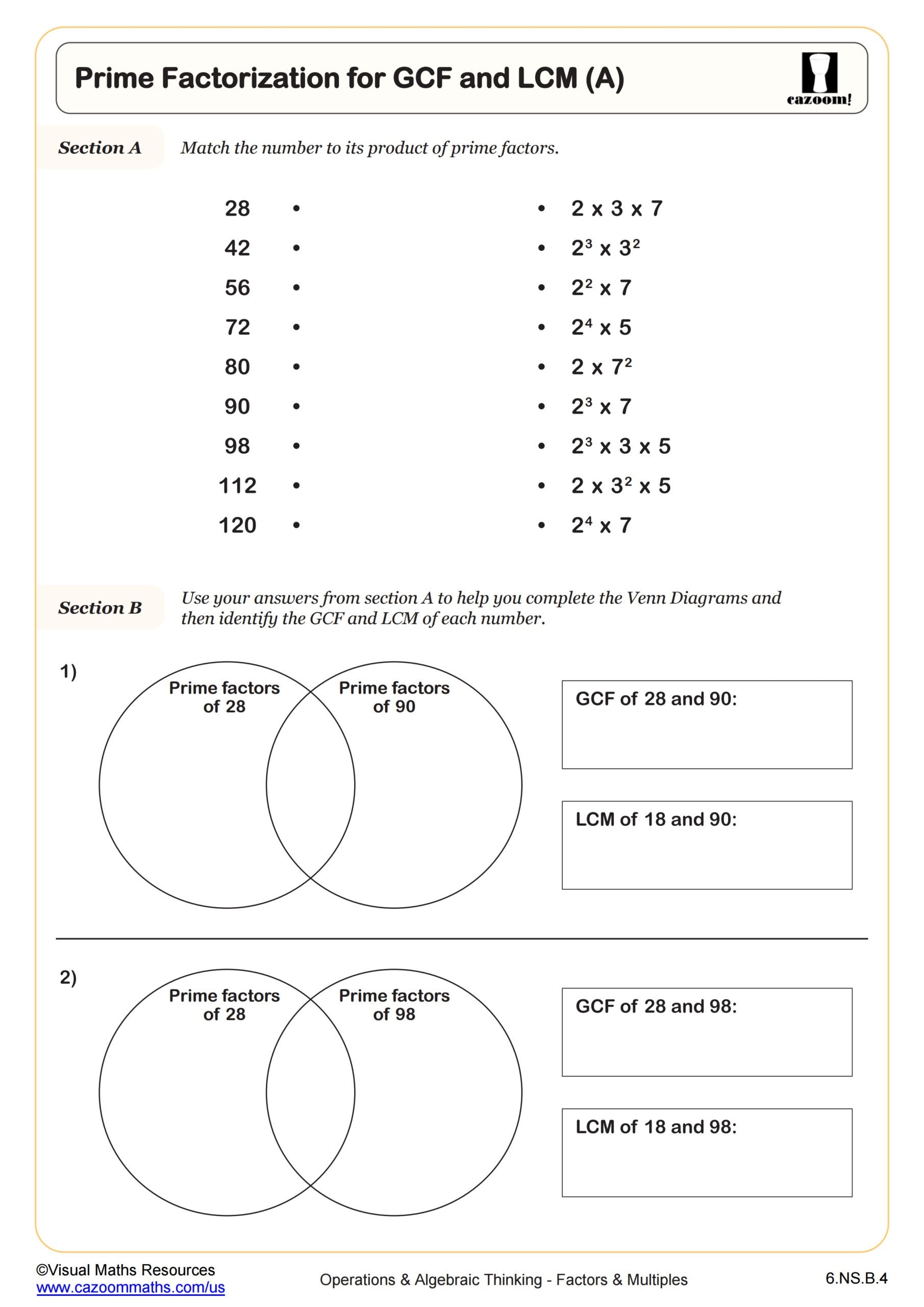 Free Printable Worksheets On Lcm