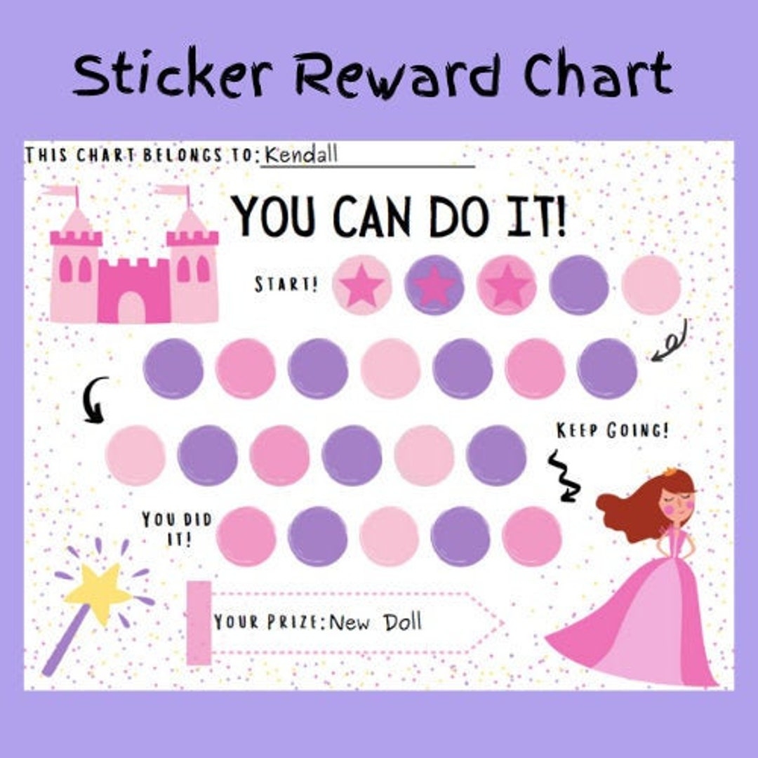 Princess Sticker Reward Chart Sticker Reward Chart Reward Chart 