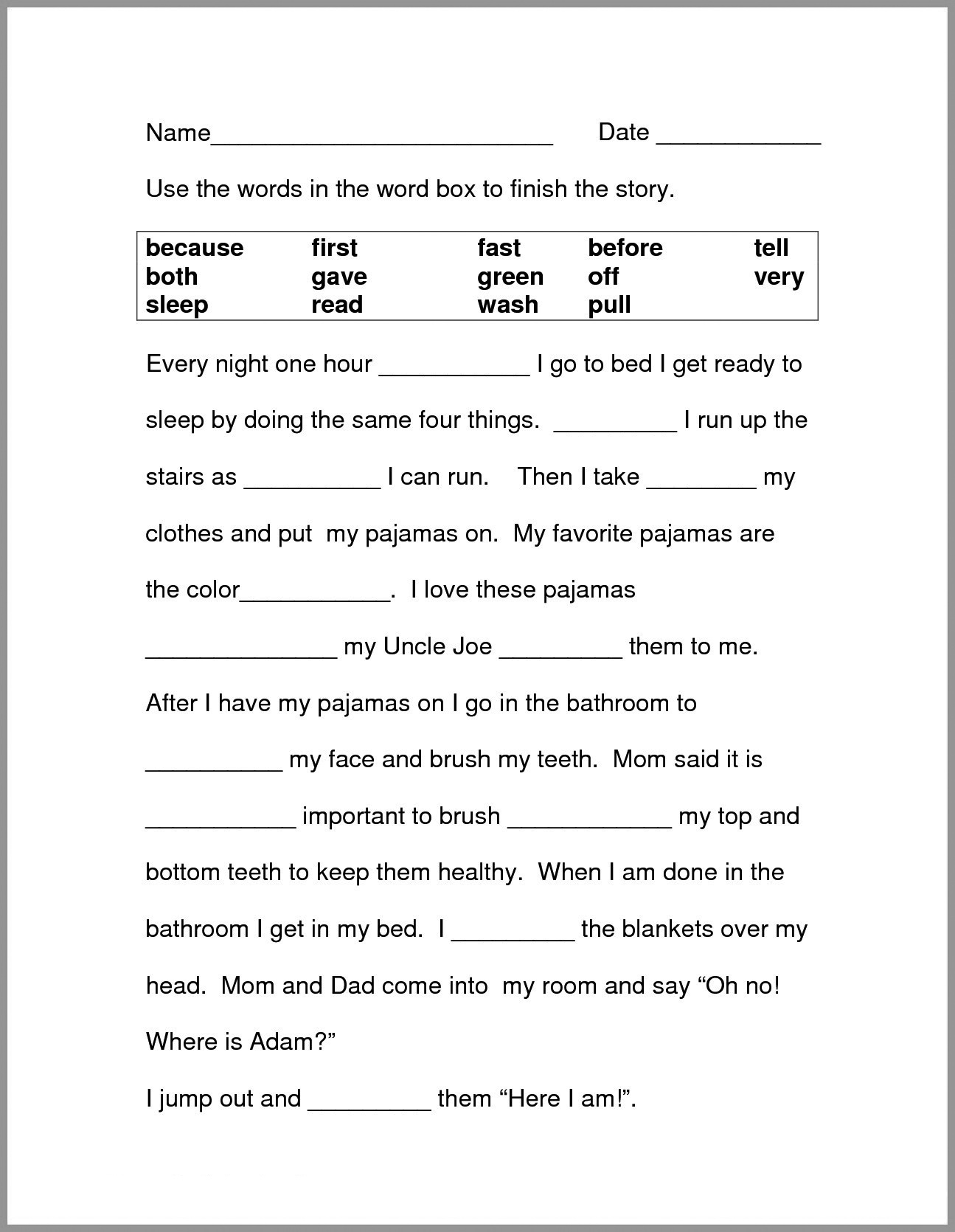 Free Printable Second Grade English Worksheets