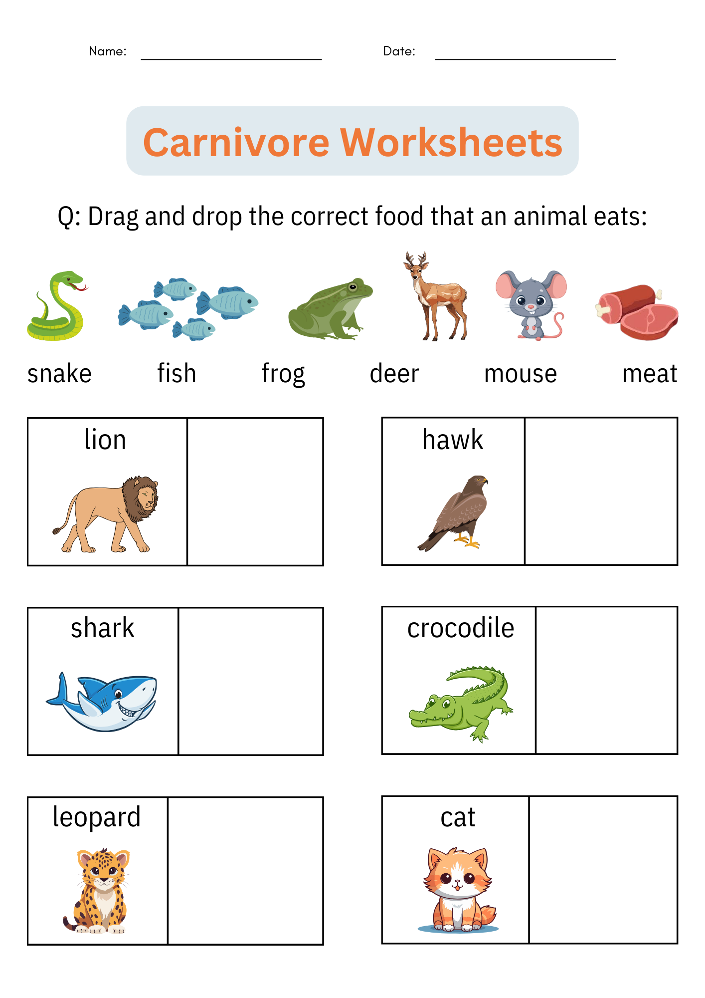 Printable Animal Classification Carnivore Worksheets Activities For Grade 1 2 Worksheets Library