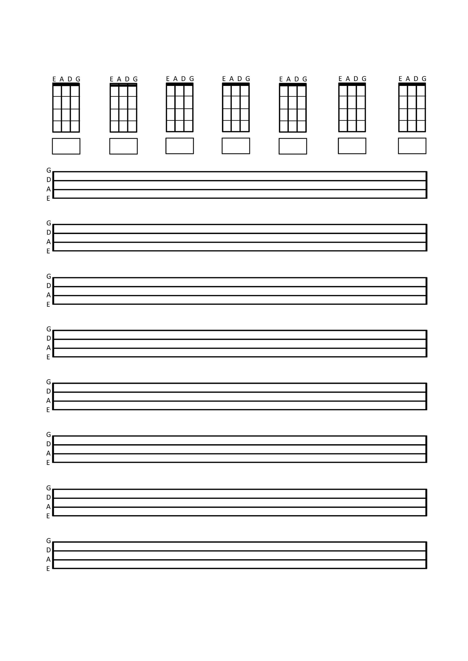 Printable BASS Guitar TAB Sheet Music For Letter a4 Printer 7 Chord Boxes And 8 Staves Per Page For 4 String BASS Etsy Australia