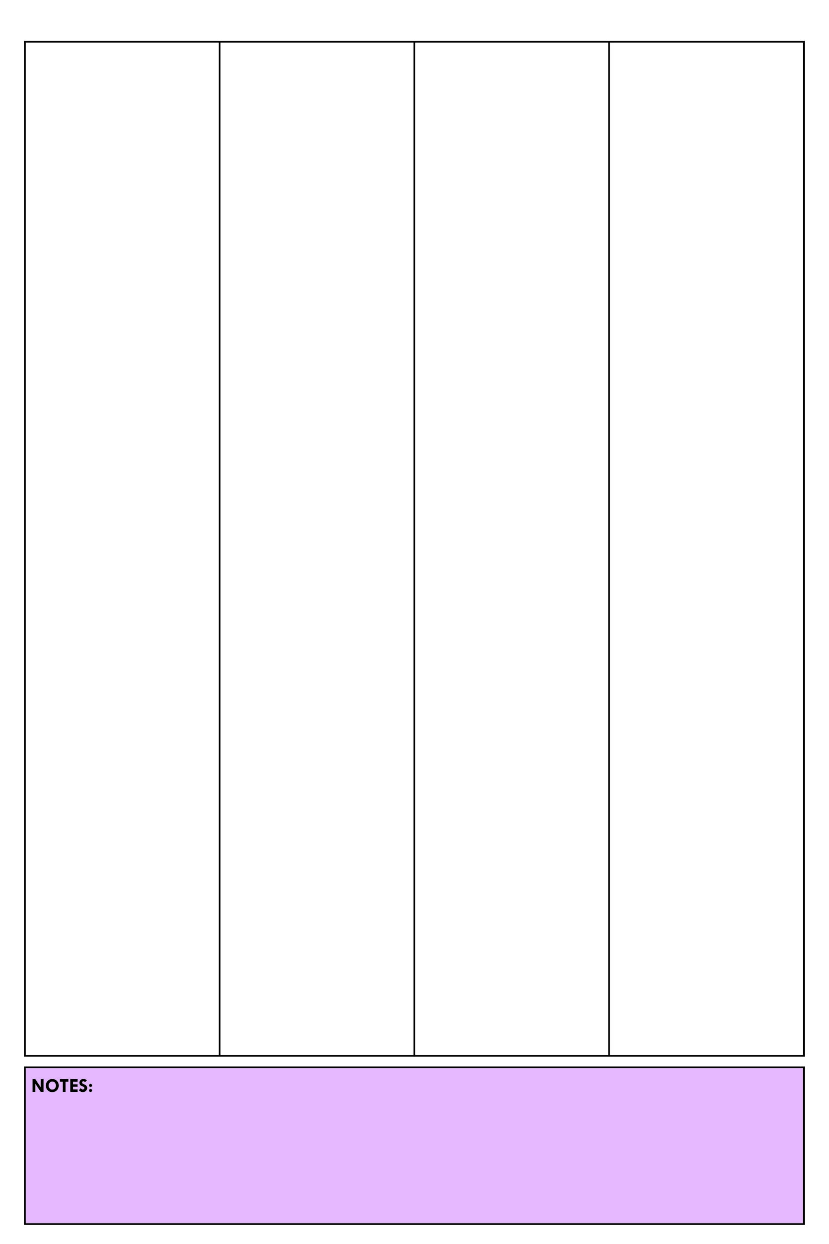 Printable Blank 4 Column Chart Templates PDF Included Printable Blank 4 Column Chart Templates PDF Included