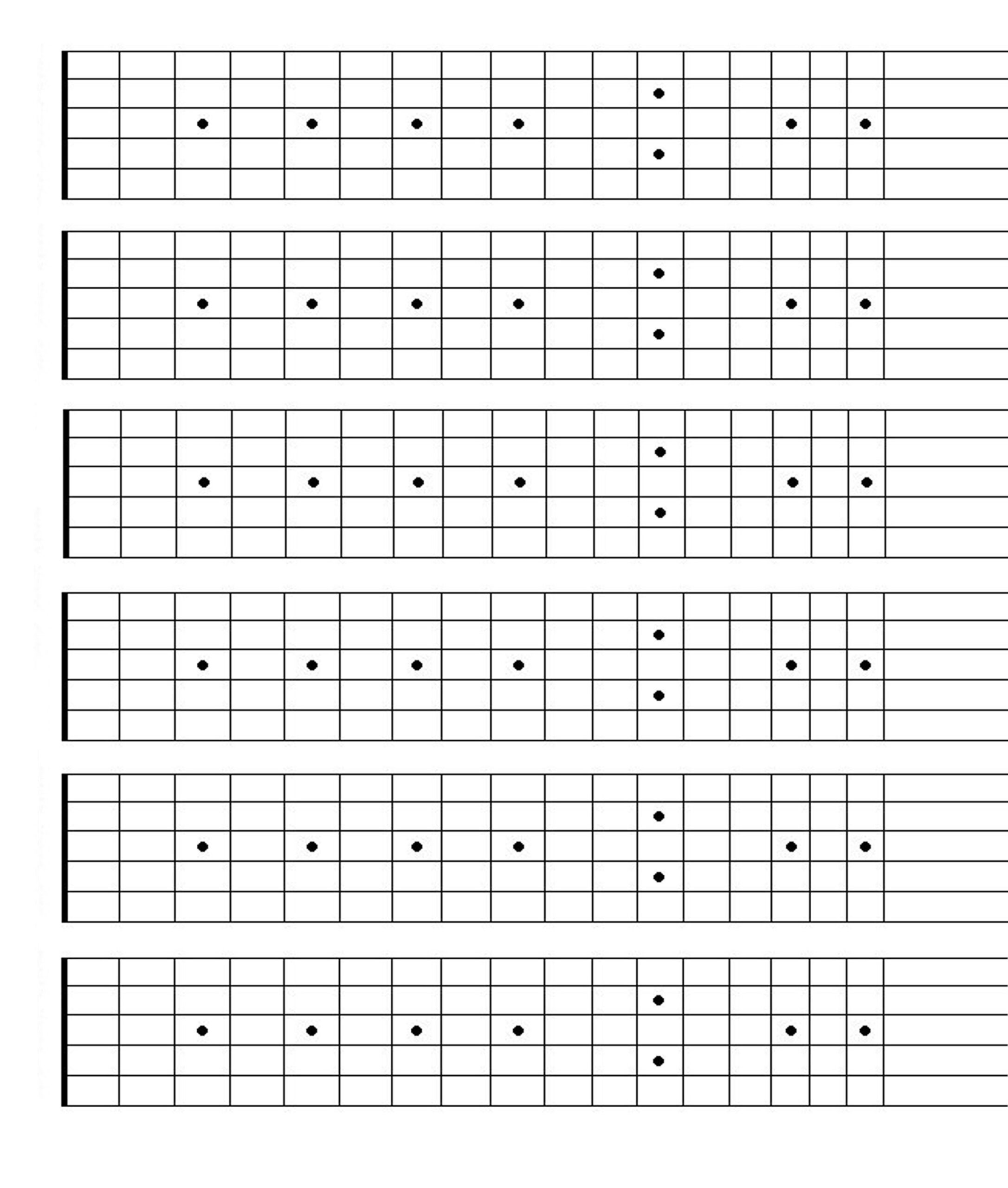 Printable Blank Guitar Fretboard Guitar Neck Chart Instant 