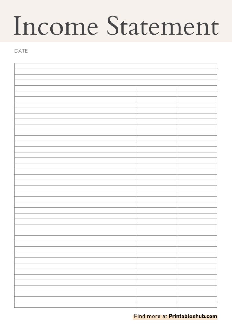 Printable Blank Income Statement Templates Printables Hub