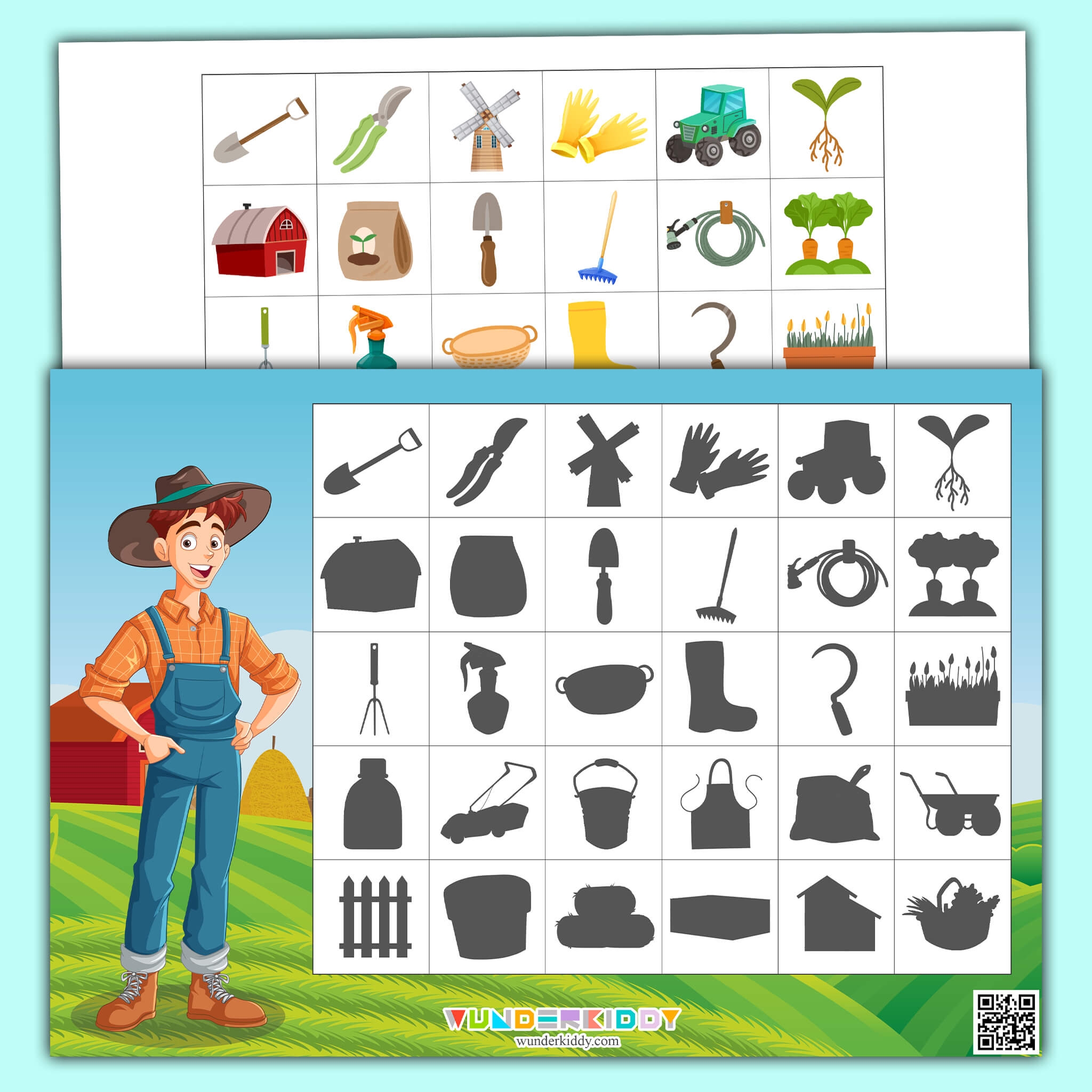 Printable Building Tools Shadow Match Activity For Toddlers