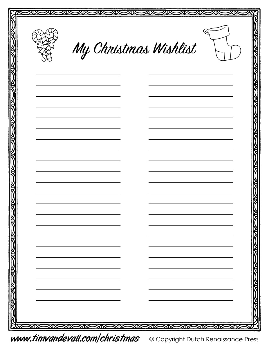 Free Printable Blank Christmas List Free Printable Blank Christmas List