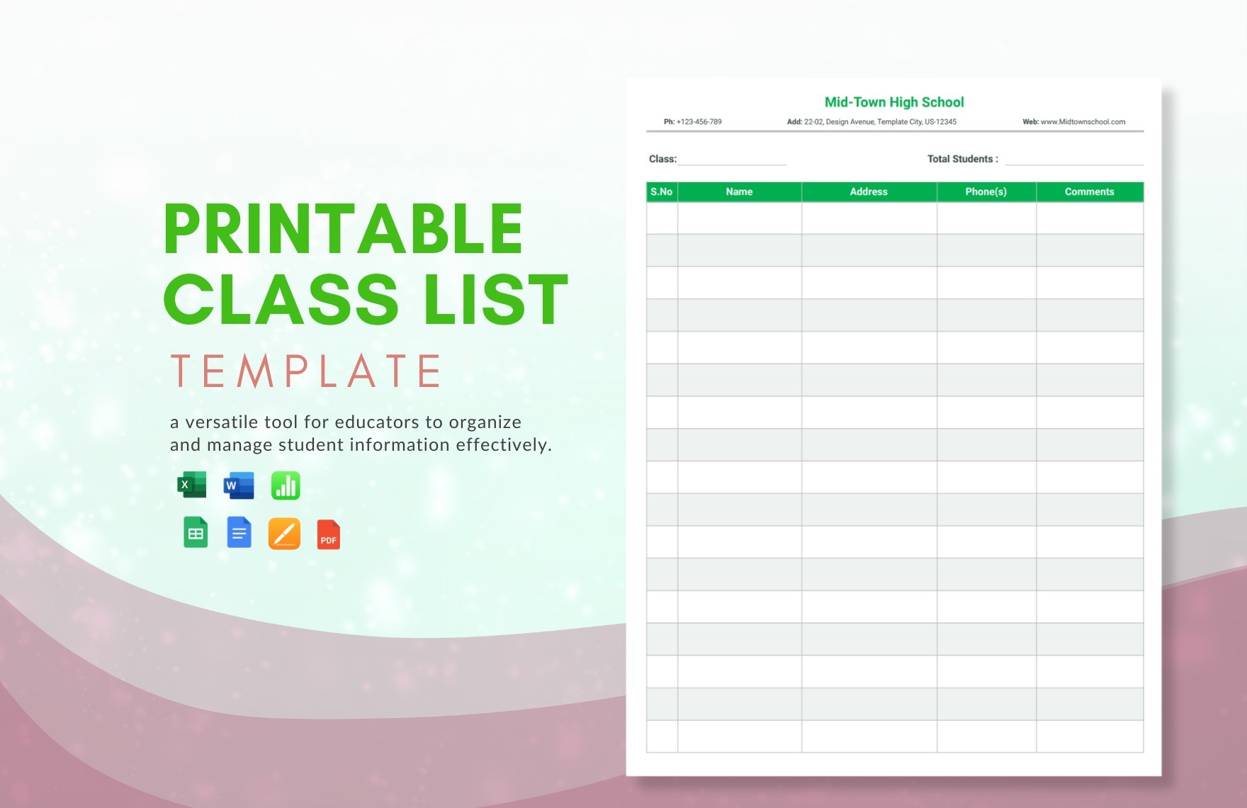 Free Blank Printable Classlist