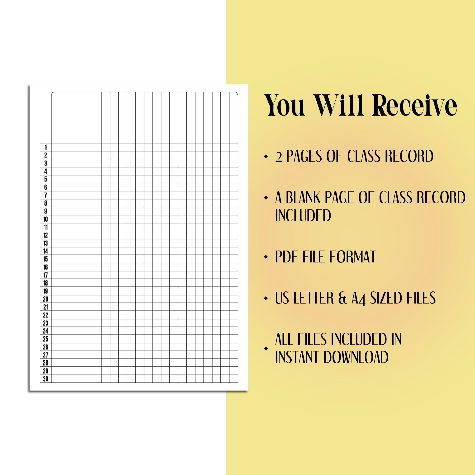 Downloadable Blank Free Printable Grade Sheet