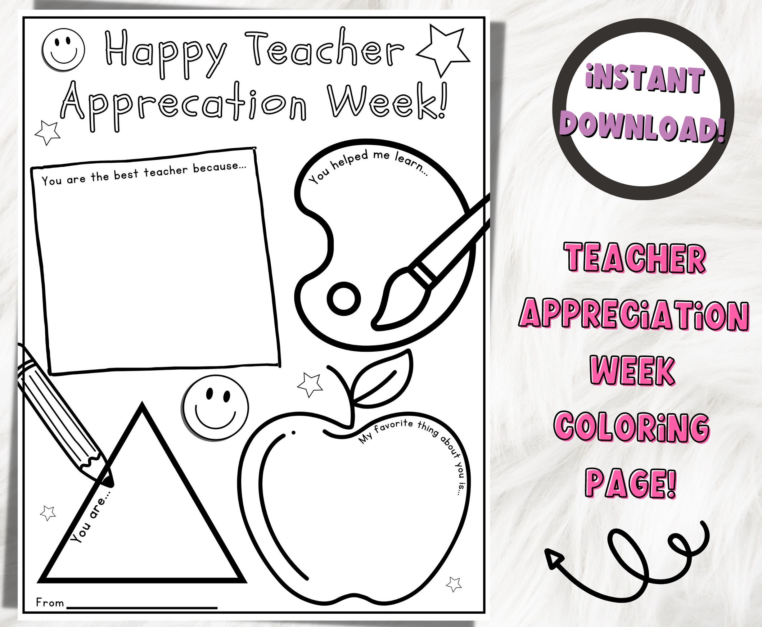 Printable Coloring Page Teacher Appreciation Week Teacher Worksheet Teacher Appreciation Bulk Gift Idea All About My Teacher Printable
