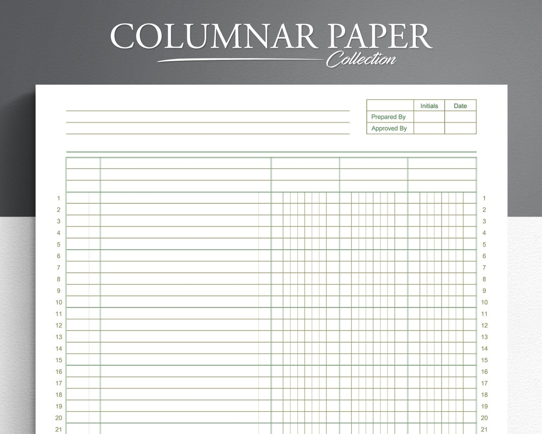 Printable Columnar Paper Accounting Ledger Digital Ledger Paper Printable Ledger Paper Ledger Book Etsy