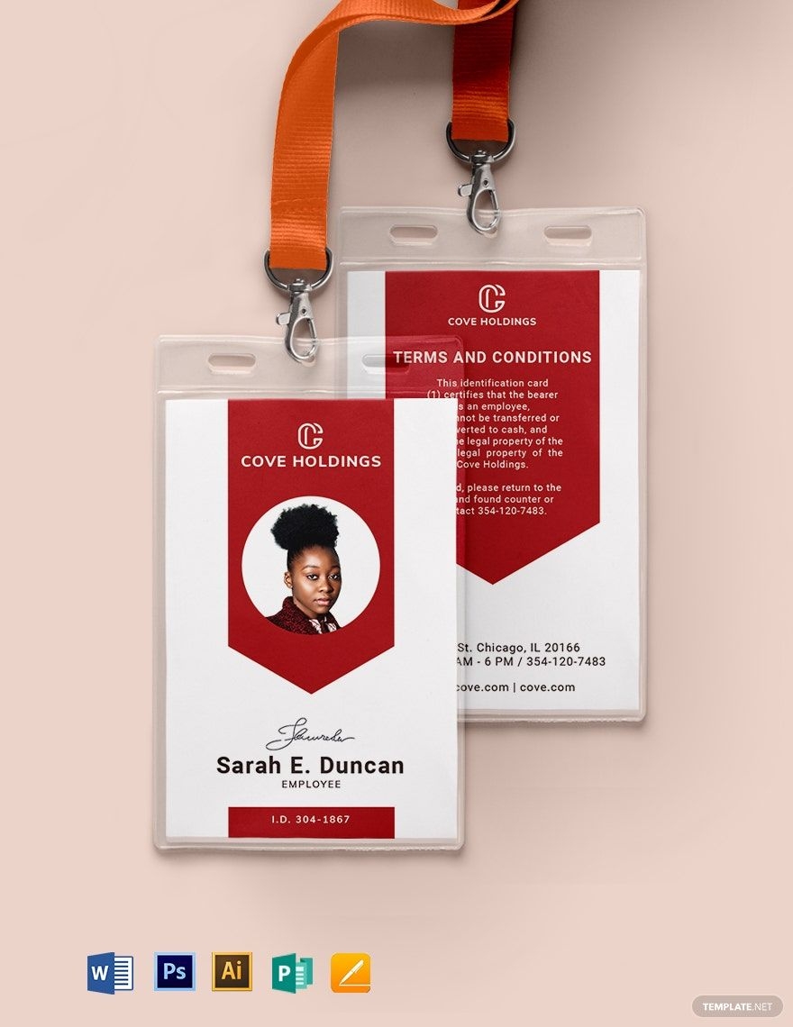 Printable Department ID Card Template In Word Illustrator Pages 