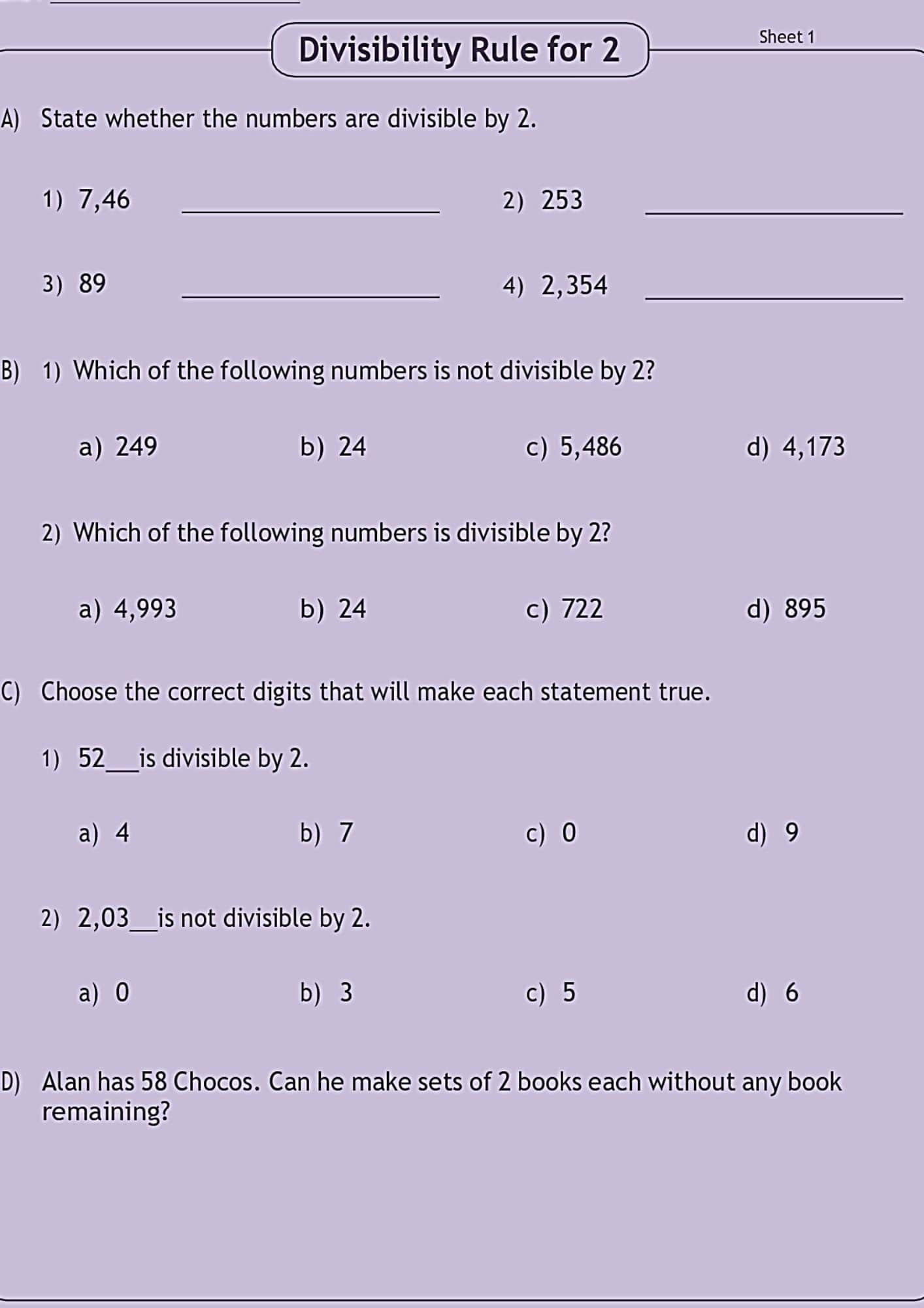 Printable Divisibility Rule Worksheets Pdf For Grade 4 Kids