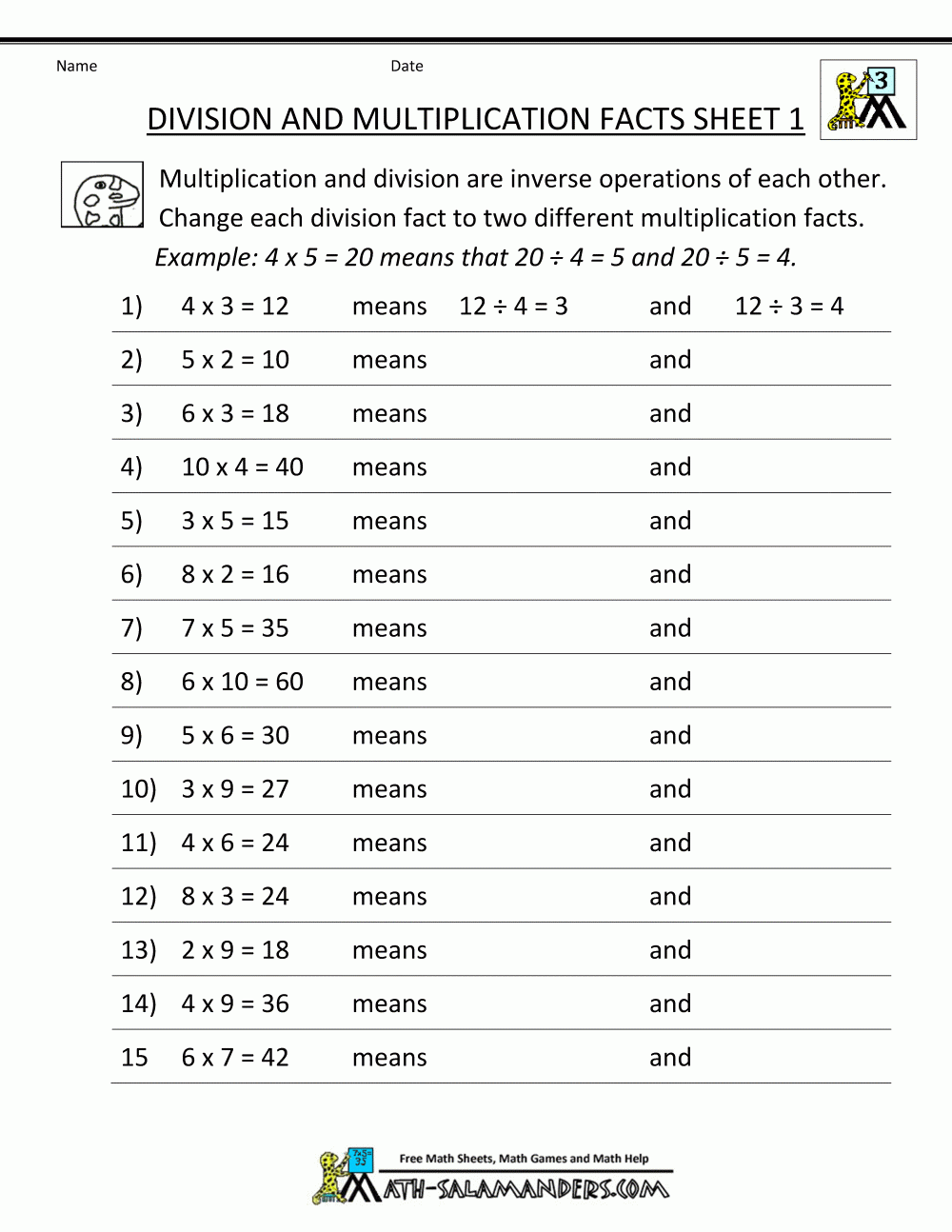 Printable Division Worksheets 3rd U0026 4th Grade