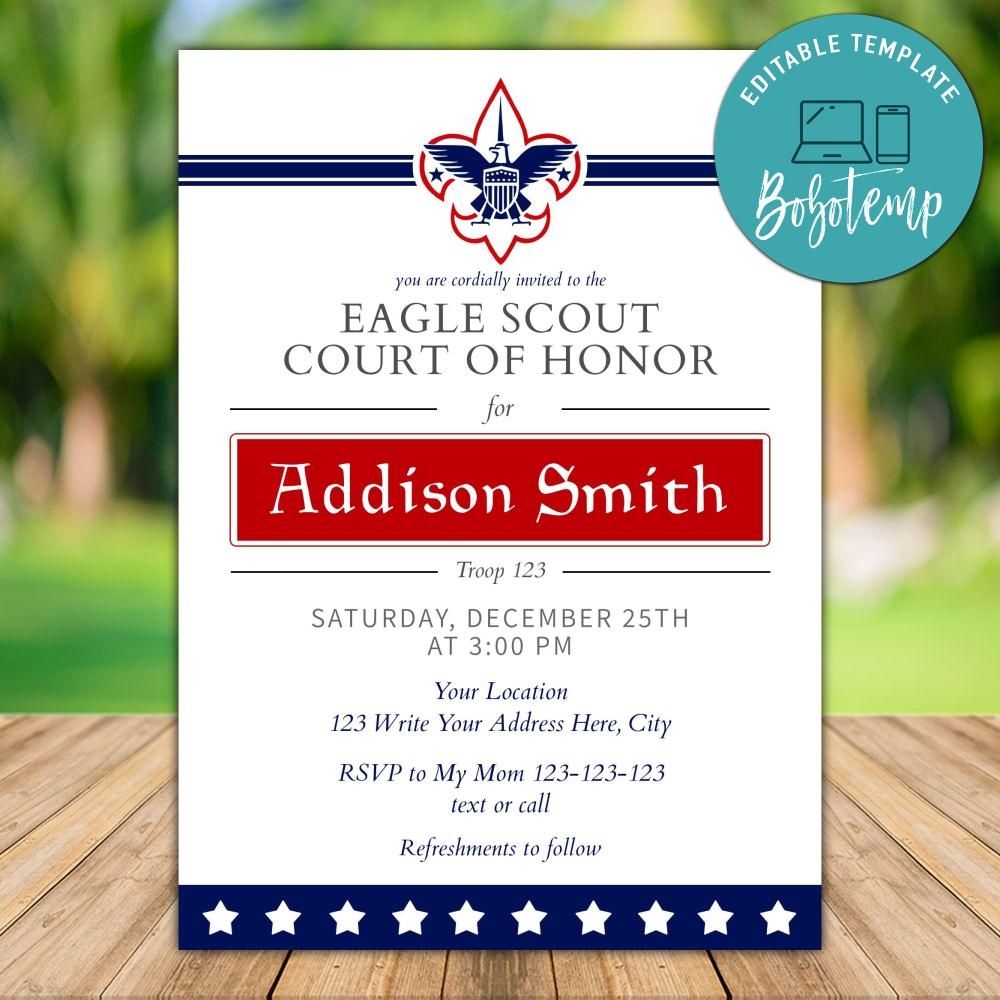 Printable Eagle Scout Court Of Honor Invitation Template DIY Bobotemp