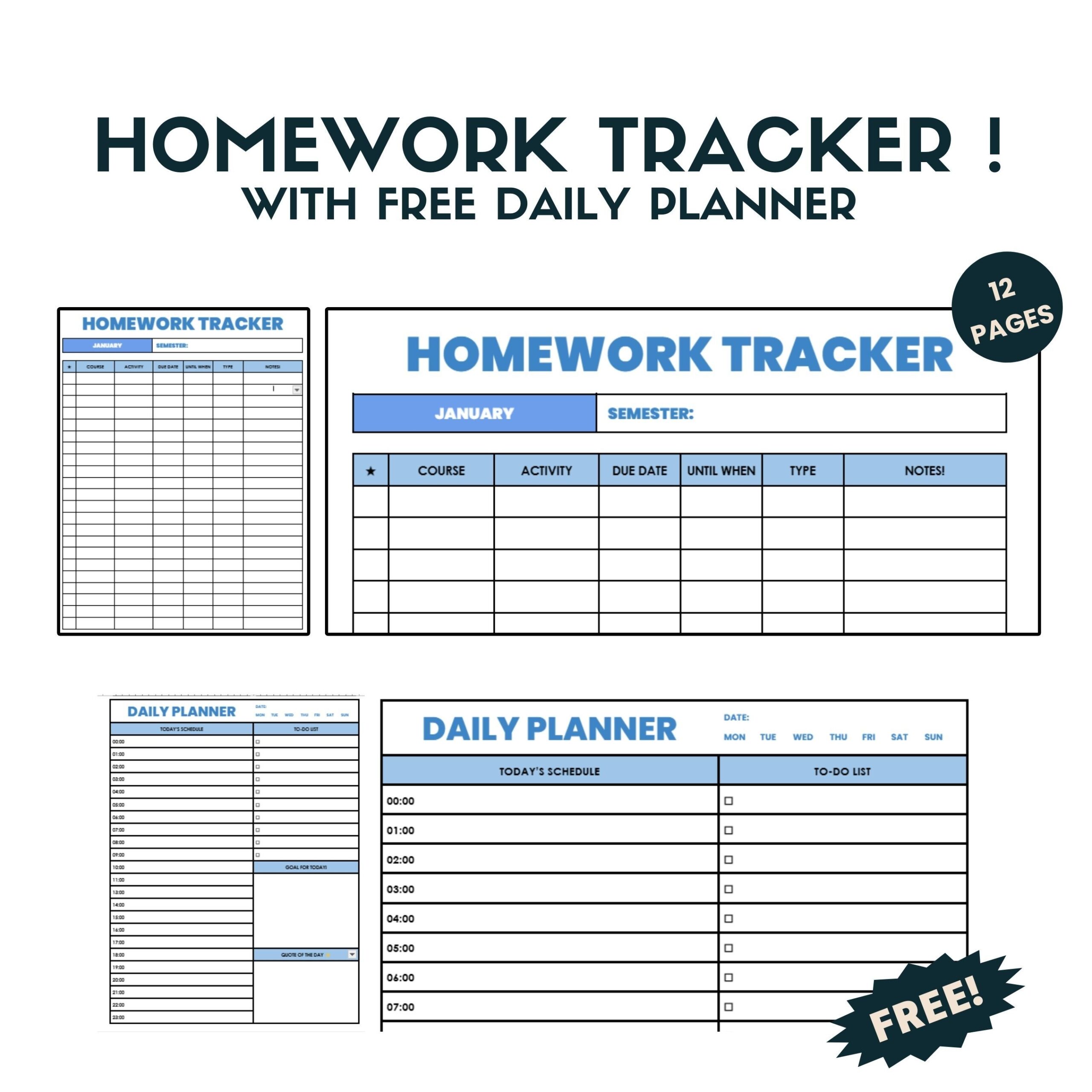 Free Printable Worksheet For Homework Agenda