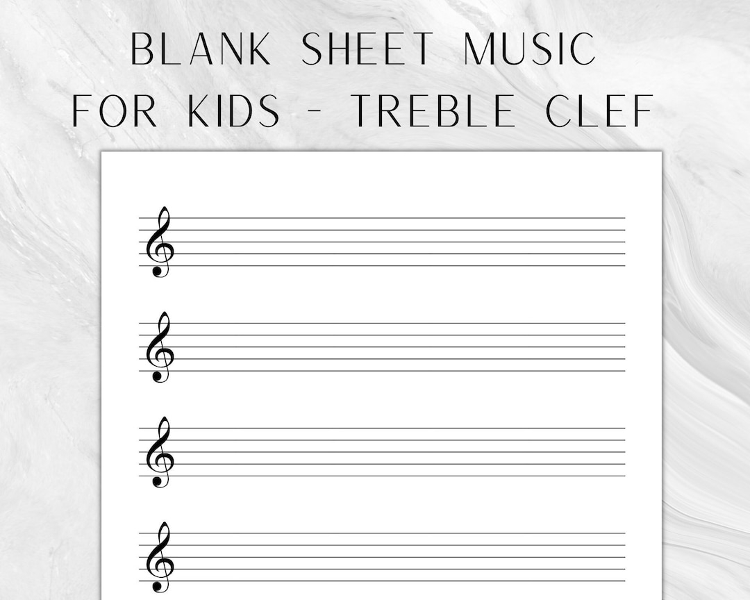 Printable Kids Sheet Music Blank Music Paper Treble Clef Music 