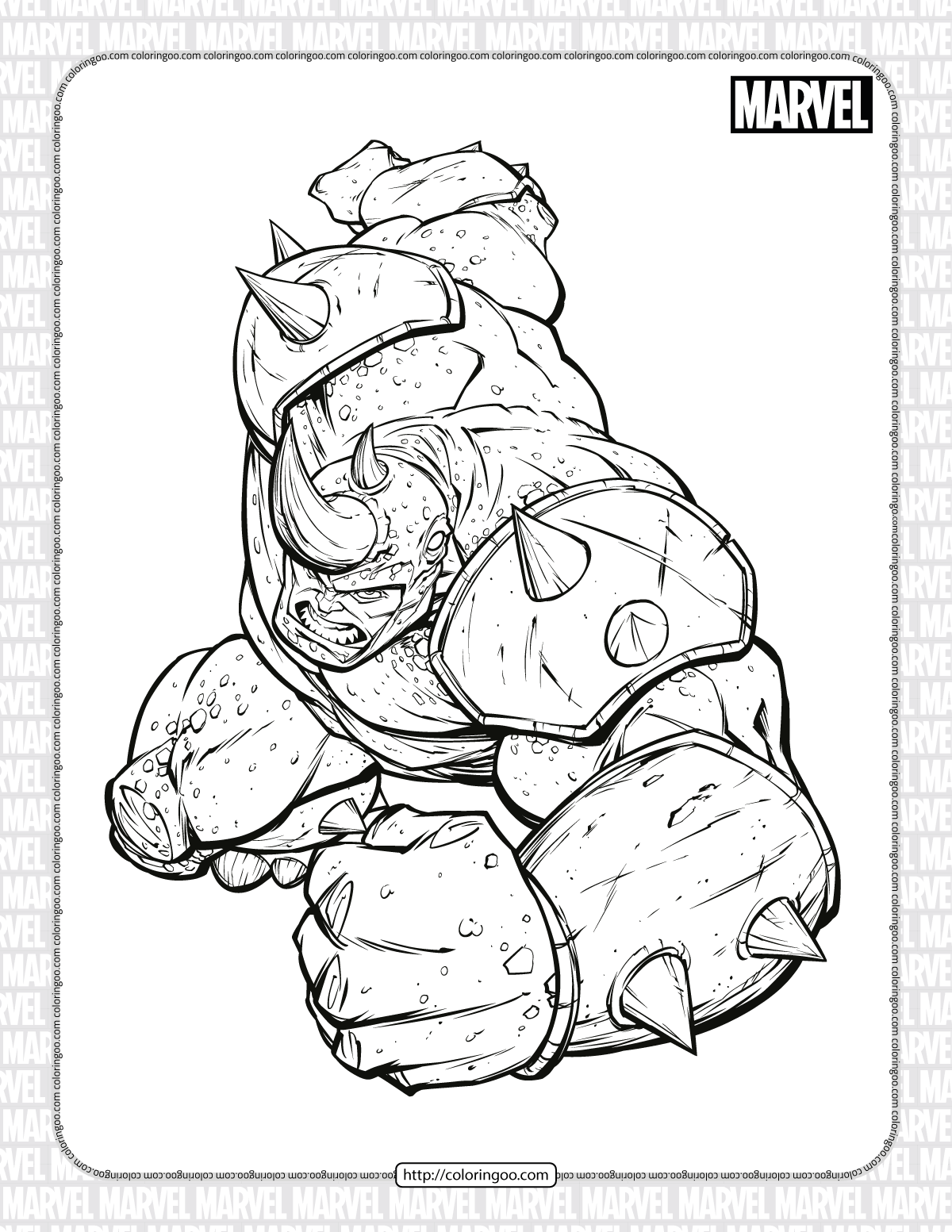 Printable Marvel Rhino Pdf Coloring Sheet