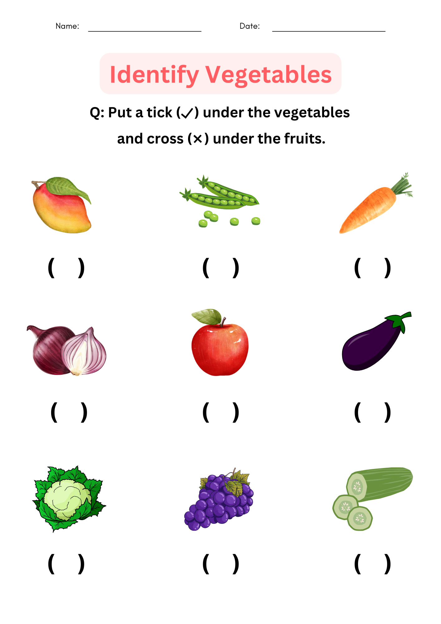 Printable Matching Identify Vegetables Worksheet For Kindergarten Made By Teachers