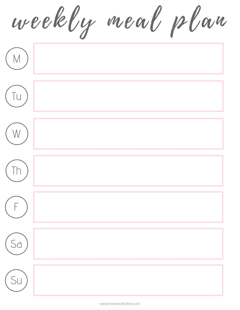 Free Printable Blank Weekly Menu Planner