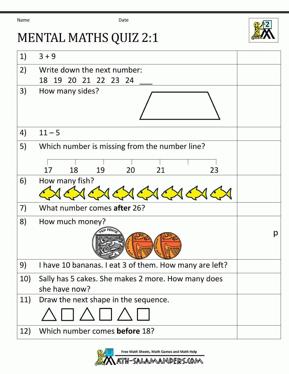 Printable Mental Maths Year 2 Worksheets Printable Mental Maths Year 2 Worksheets