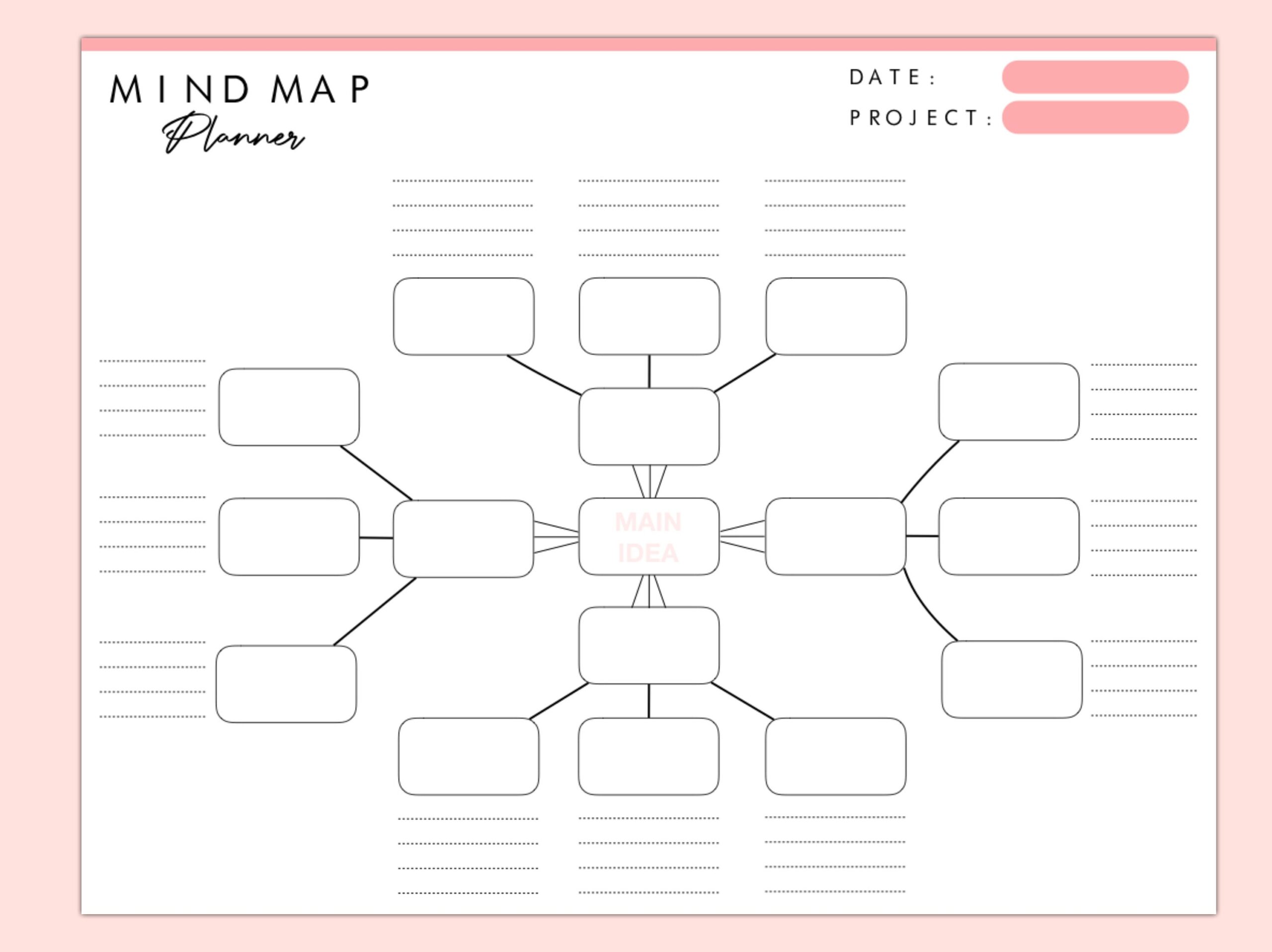 Printable Mind Map Planner Idea Board Mind Map Template Brainstorm Map Action Plan Mind Map Diagram Idea Map Instant Download Etsy