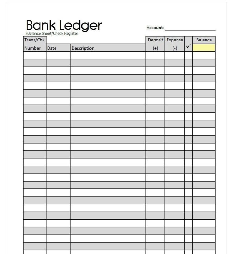 Printable Minimalist Bank Ledger Check Register Balance Sheet Digital Download Unlimited Prints 2 Sizes Letter U0026 A5 Etsy