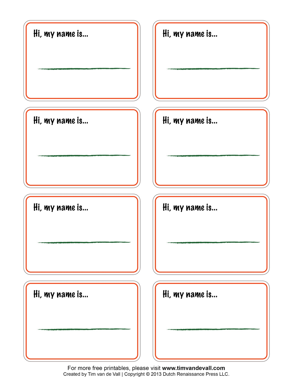 Free Printable Name Tag