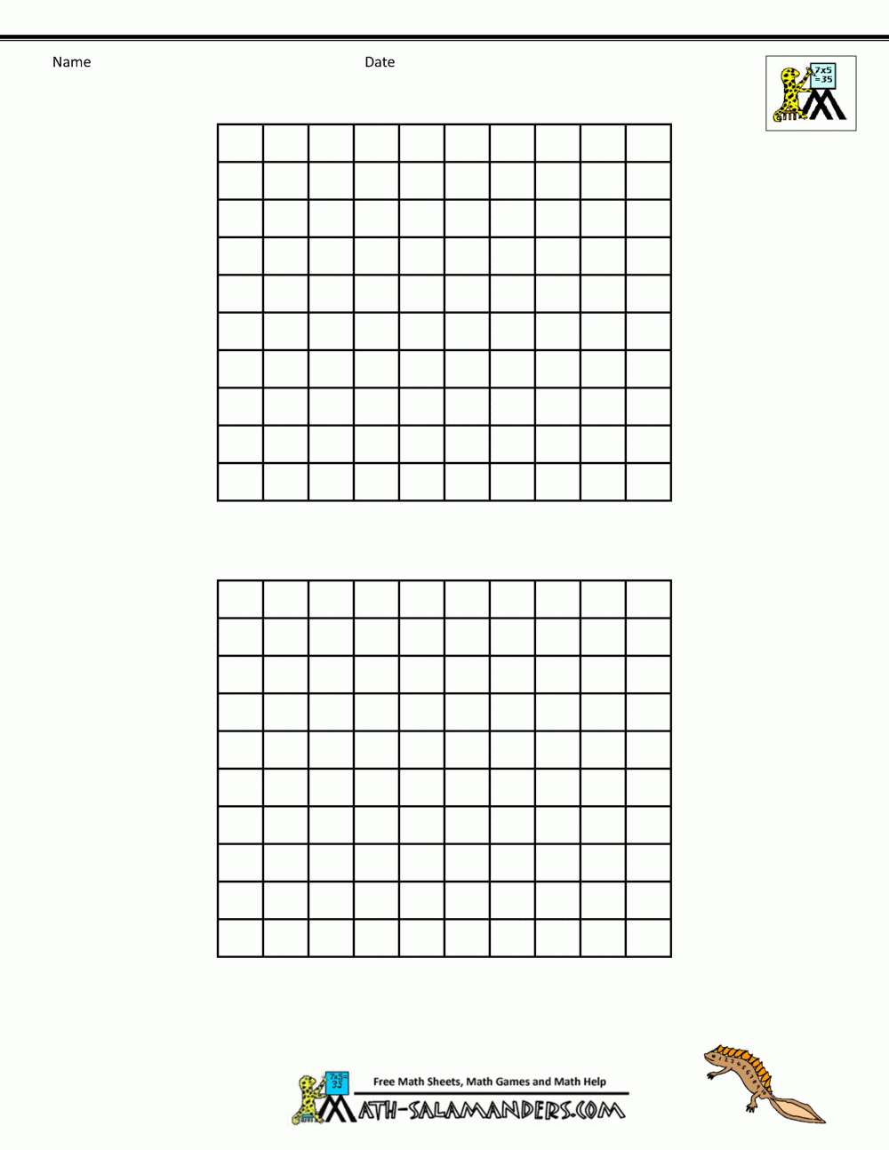Free Printable Blank 100 Charts