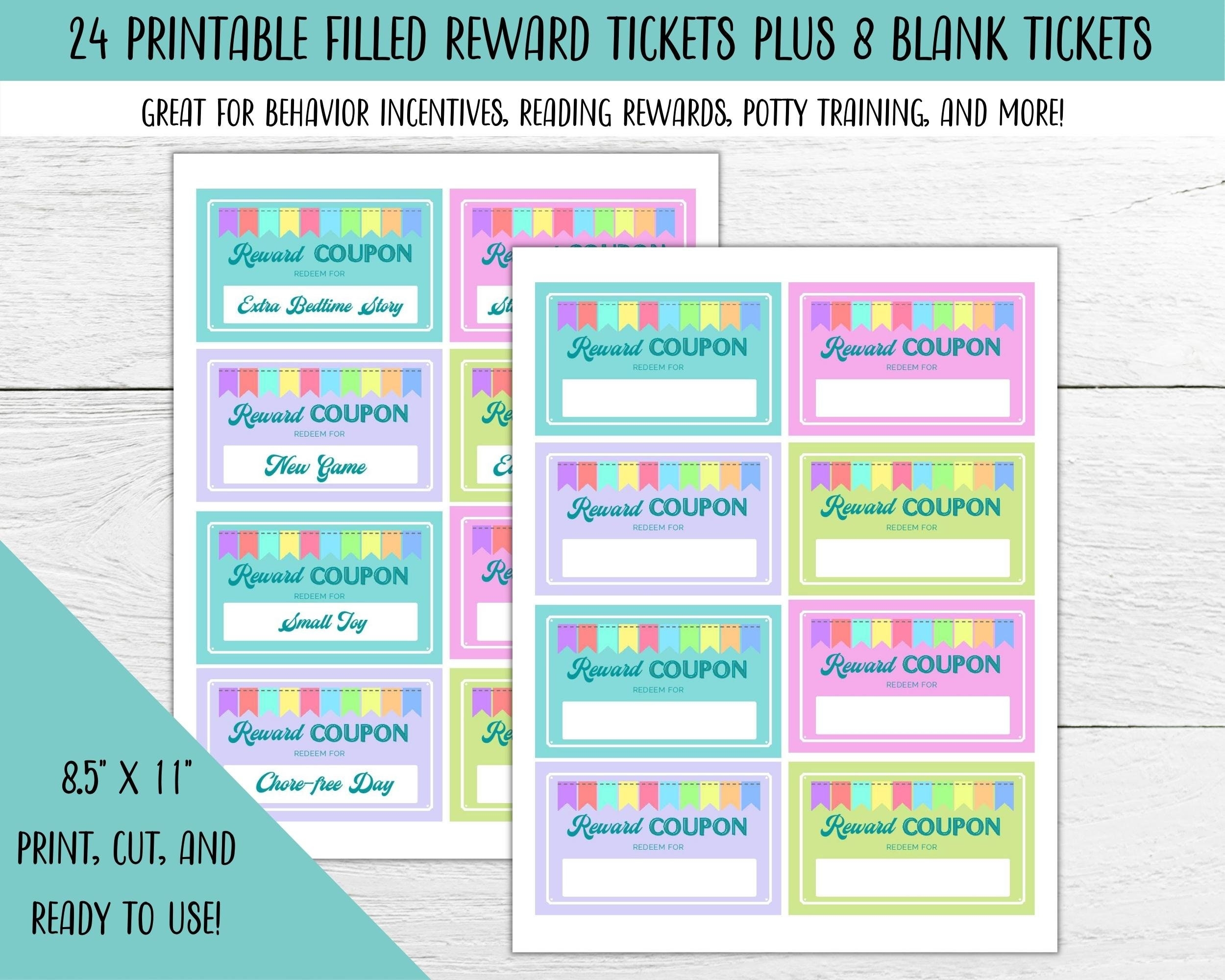 Printable Positive Behavior Coupons Reward Ticket Behavior Bucks 