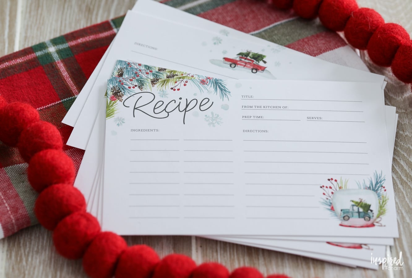 Printable Recipe Cards For Christmas Free Holiday Download