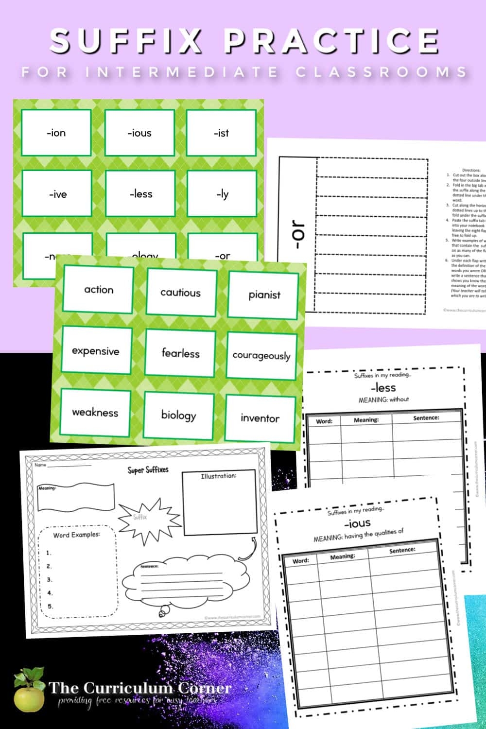 Printable Suffix Practice Collection The Curriculum Corner 4 5 6